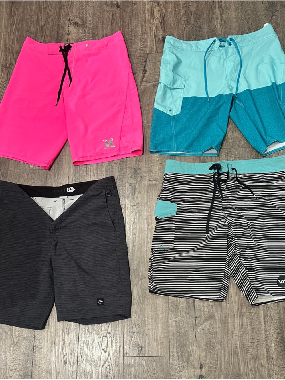 Men's Boardshorts Lot - Pink, Aqua, Black & Striped